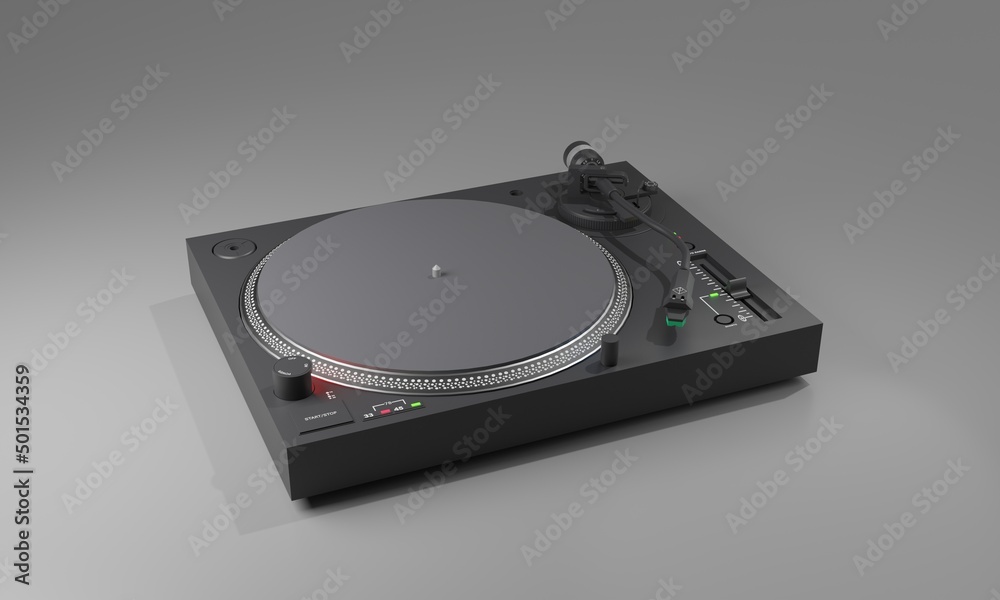 Fototapeta premium A black turntable abstract background. 3D illustration