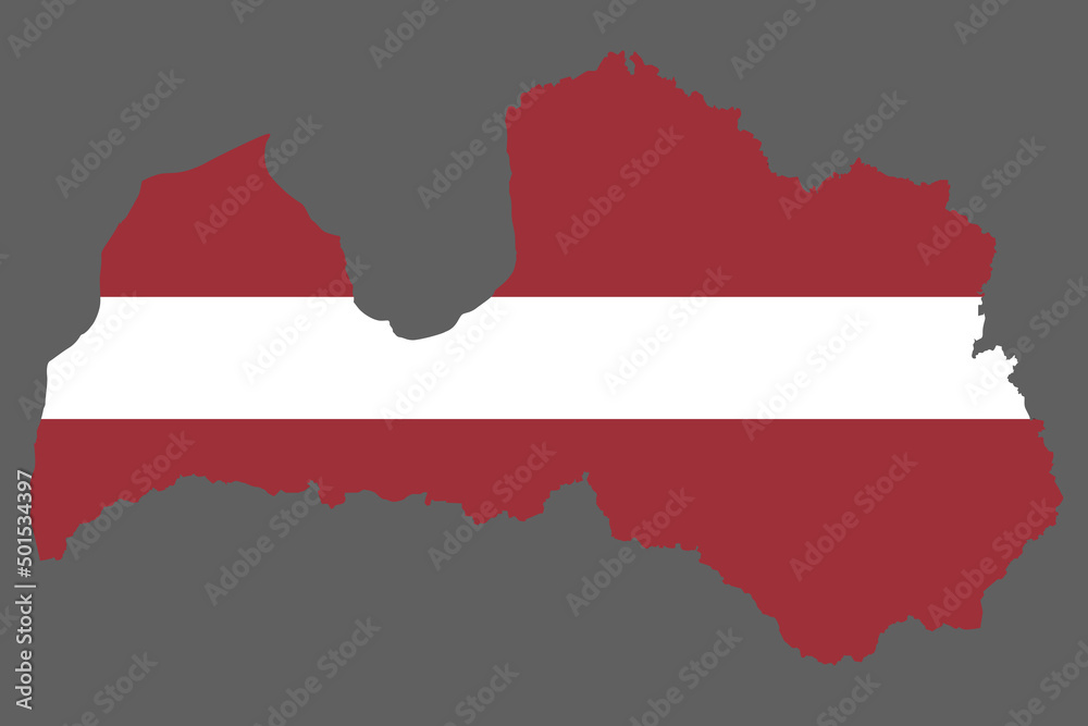 latvia map with flag
