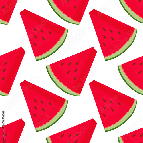 A piece of watermelon. Juicy slices on a white background. Seamless