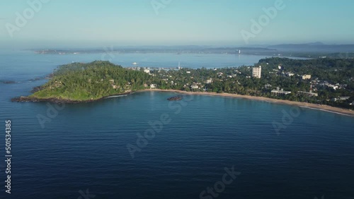 Wallpaper Mural Mirissa - tourist city of Sri Lanka. Aerial view of all coast at morning. Aerial view of all coast at morning. Long flight along the beach Torontodigital.ca