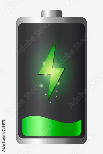 Fotografie, Obraz Realistic battery icon, battery icon. Charging status indicator