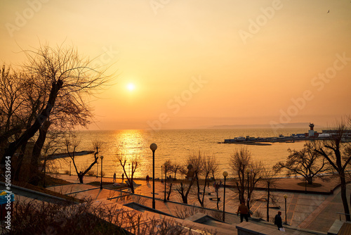 sunset over the river