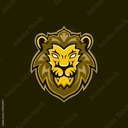 Fototapeta Naklejka Na Ścianę i Meble -  illustration of a lion's head in yellow for the mascot logo.