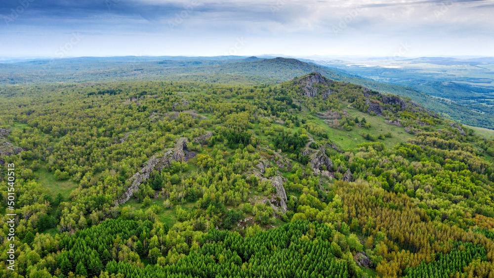 The Southern Urals in spring, the border of Europe and Asia - Irendyk ridge, Mountain of volcanic origin Yanguziai.