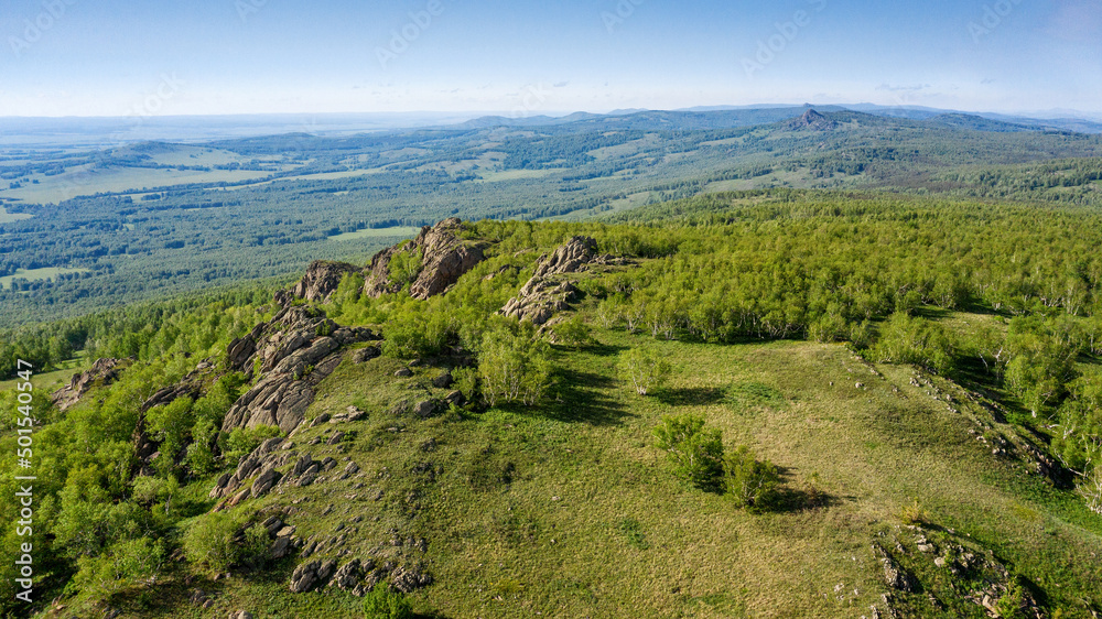 The Southern Urals in spring, the border of Europe and Asia - Irendyk ridge, Mountain of volcanic origin Yanguziai. The Southern Urals in spring, the border of Europe and Asia - Irendyk ridge, Mountain of volcanic origin Yanguziai.