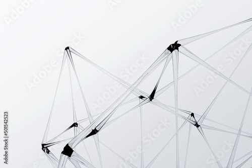 Abstract digital connection glossy shape 3d illustration on white background