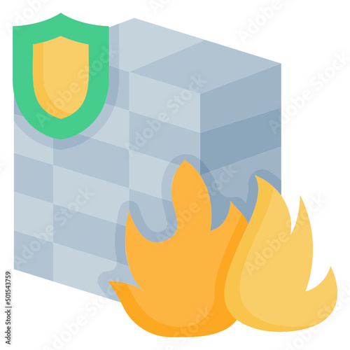 Firewall protection flat icon. Can be used for digital product, presentation, print design and more.