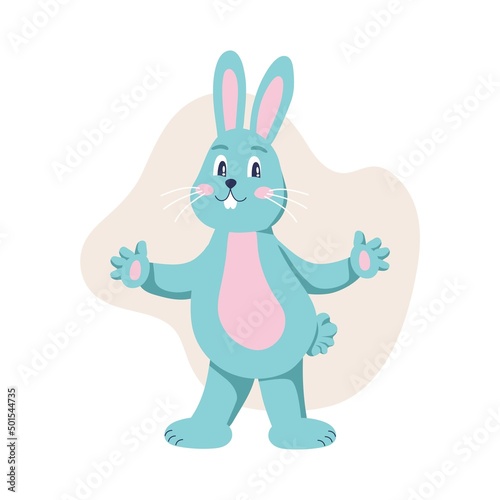 Cute rabbit character isolated on a white background. Flat vector illustration