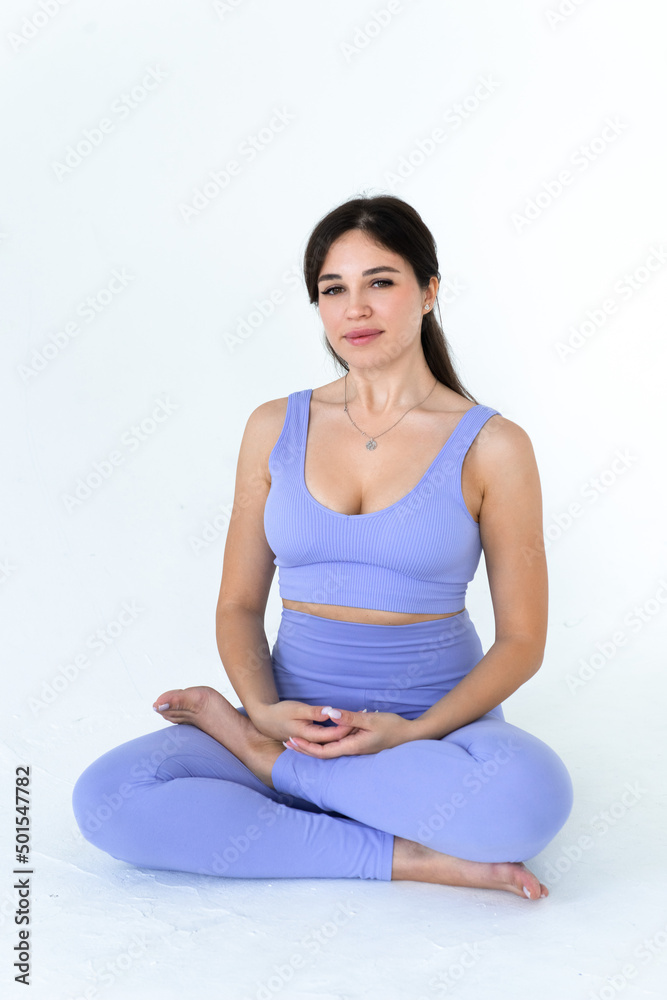 young woman practicing yoga white background, healthy lifestyle and wellbeing concept young woman practicing yoga white background, healthy lifestyle and wellbeing concept