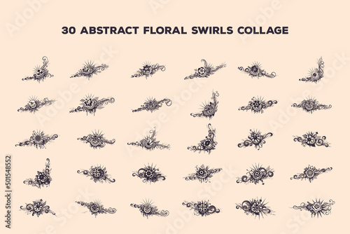 30 abstract floral swirls vector designs © Dibyendu
