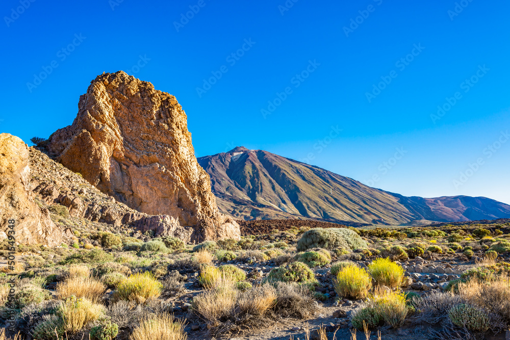 El Teide Vulkan im Nationalpark auf der kanarischen Urlaubsinsel Teneriffa, Spanien