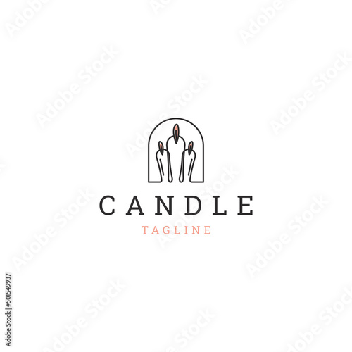 Candle logo icon design template flat vector