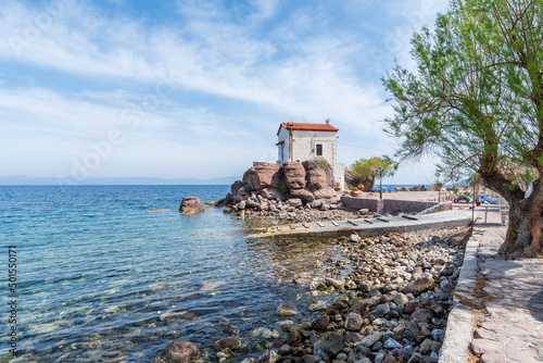 Quadro su tela Skala Sikamineas Village view in Lesvos Island