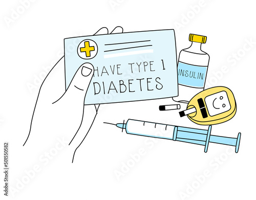 I have diabetes Type 1. Hand holding Diabetes card