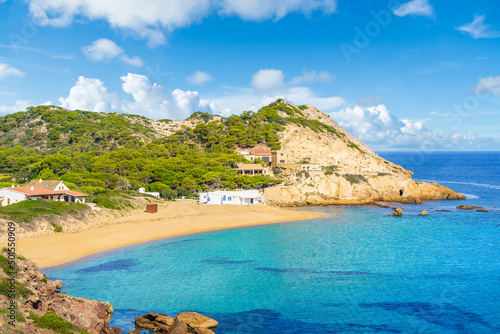 Landscape with Cala Pregonda beach, Menorca island, Spain