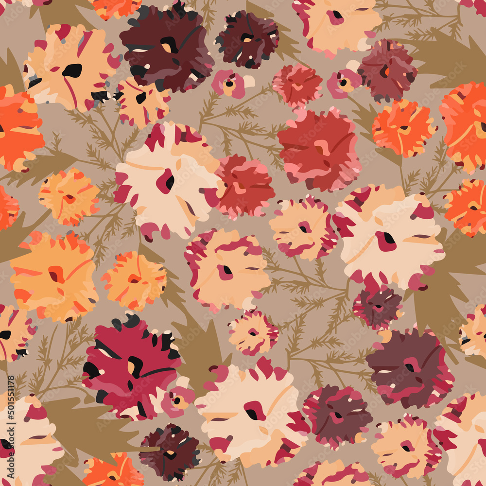 Floral seamless illustration, botanical nature design, vector. Beautiful summer motif. Use for fashion print, surface design, wallpaper and so much more Floral seamless illustration, botanical nature design, vector. Beautiful summer motif. Use for fashion print, surface design, wallpaper and so much more