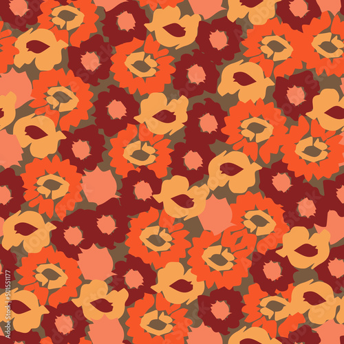 Vector abstract floral pattern, seamless texture with hand drawn flowers