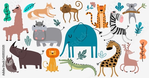 Cute Jungle Animals Vector Set © andin