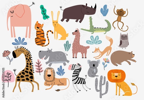 Cute Jungle Animals Vector Set