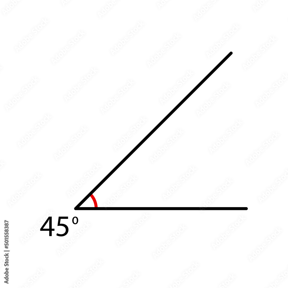 Angle icon. Mathematic corner 45 degree. Vector isolated on white. Angle icon. Mathematic corner 45 degree. Vector isolated on white.