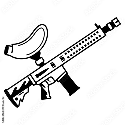 paintball rifle Concept, Heavy Machine Gun vector icon design, Shooting sport symbol, extreme sports Sign, skeet shooting and trapshooting stock illustration