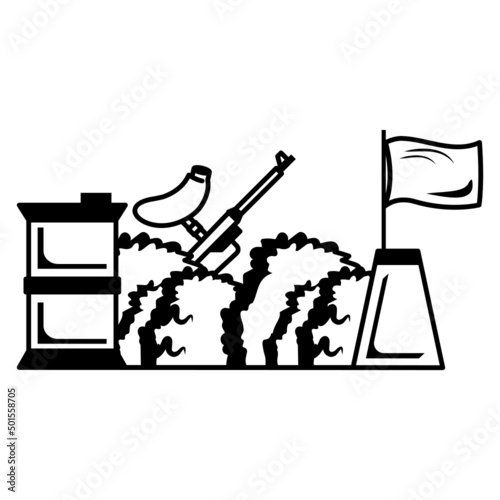 Sack of leaves and Barrels Concept, Escaping and Hidden Place vector icon design, Shooting sport symbol, extreme sports Sign, skeet shooting and trapshooting stock illustration