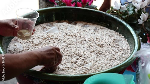 Making Mexican Maize and Cacao beverage Drink (Tejate) photo
