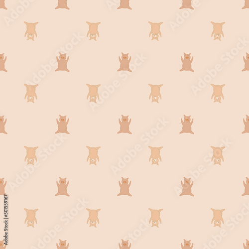 Seamless pattern cute pigs. Background of chubby piggy in doodle style.