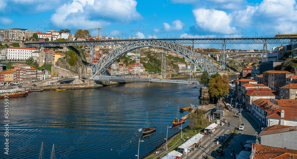 Porto, Portugal - november 9 2022 - Luis I Bridge crossing the Duoro river