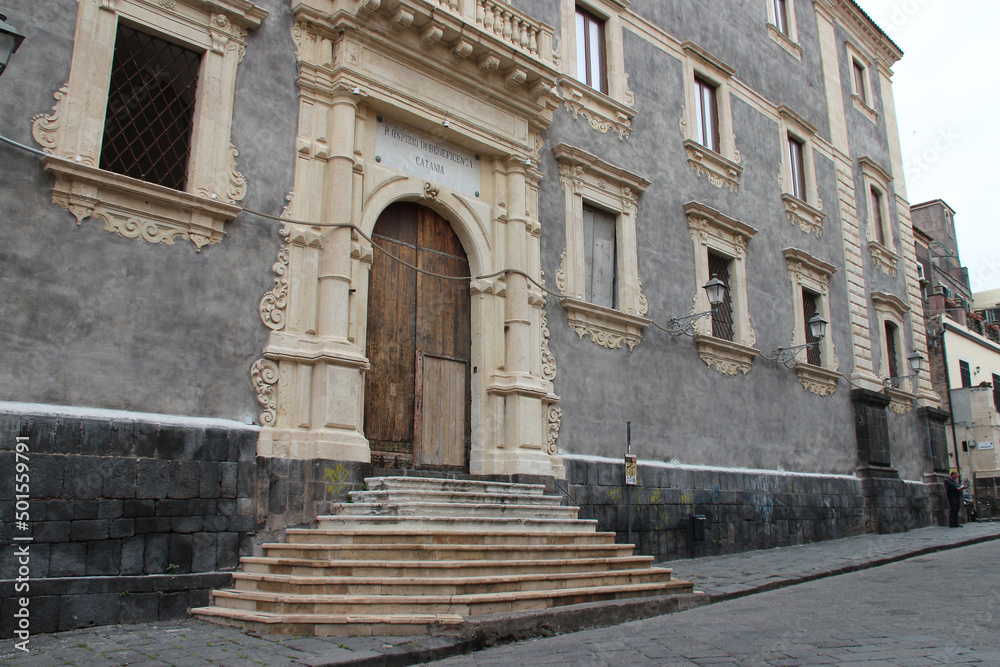 baroque palace (jesuit college) in catania in sicily (italy) 