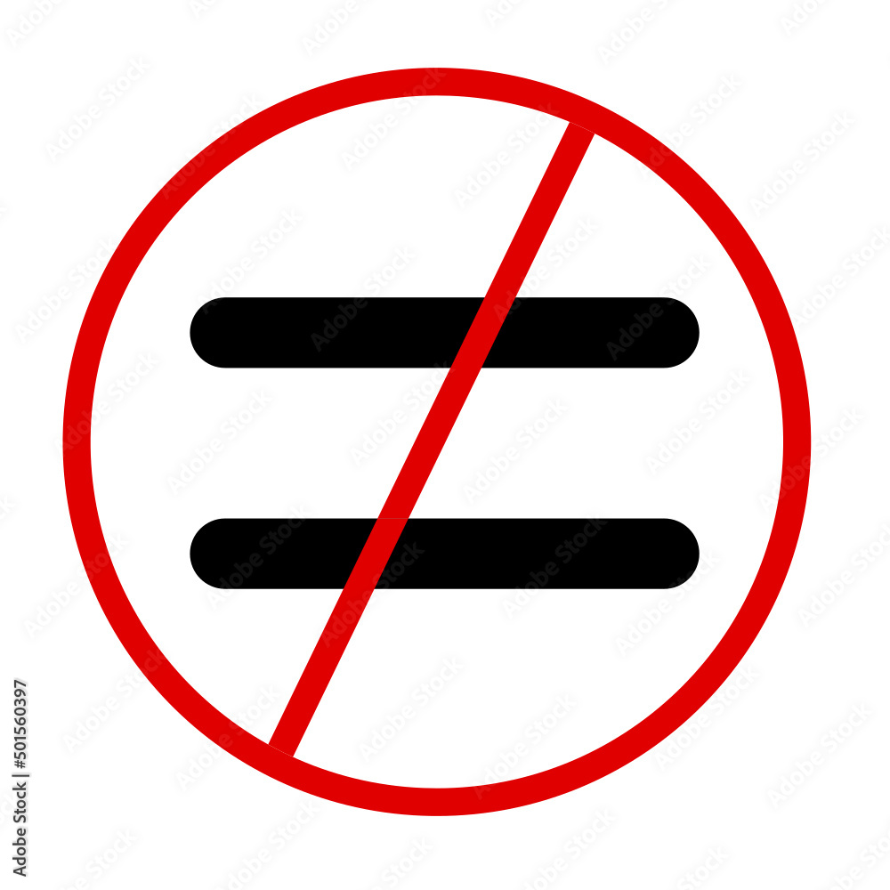 icon vector is not equal on white background Stock Vector | Adobe Stock
