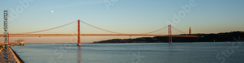 Lisbon, Portugal - november 14 2022 - Bridge of april 25th (Ponte 25 de Abril) crossing the Duoro river