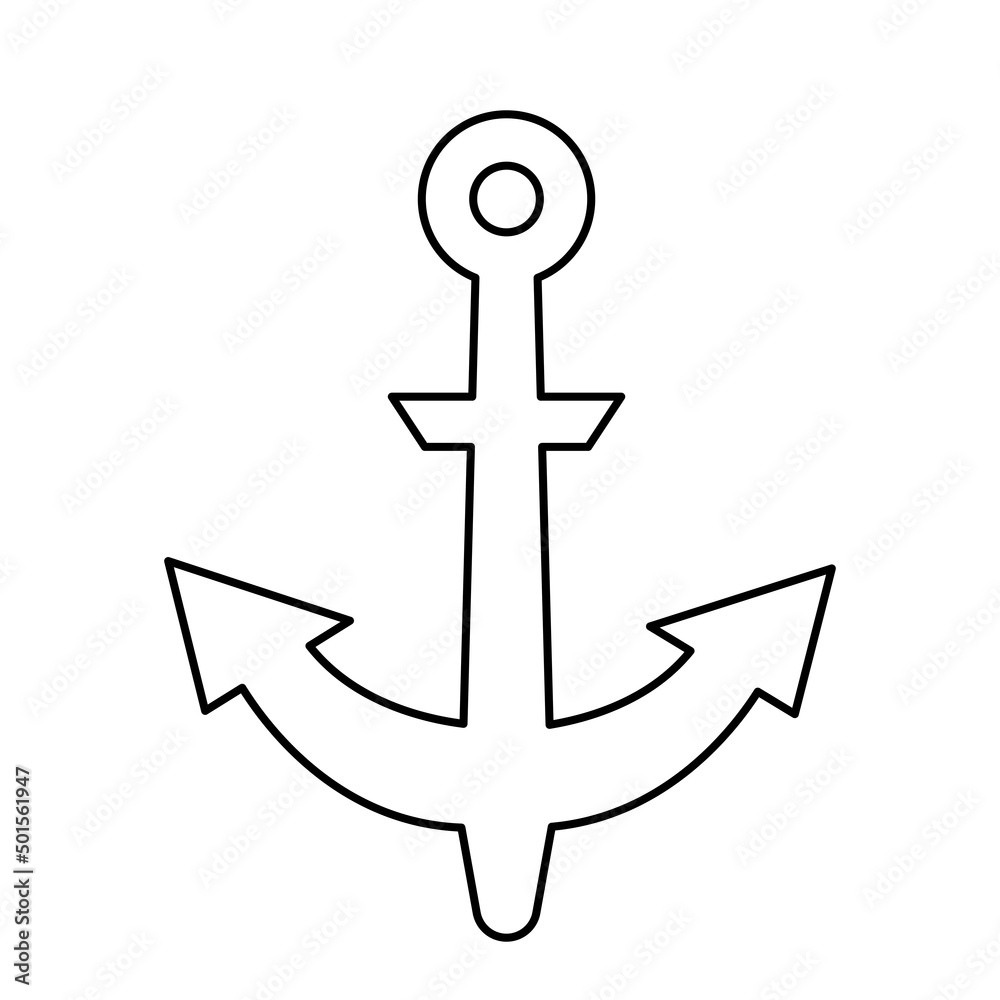 Sea anchor symbol. Vector hand-drawn illustration in doodle style. Suitable for cards, logos, decorations Sea anchor symbol. Vector hand-drawn illustration in doodle style. Suitable for cards, logos, decorations