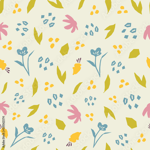 Wallpaper Mural Abstract botanical seamless pattern. Simple flower shape Torontodigital.ca
