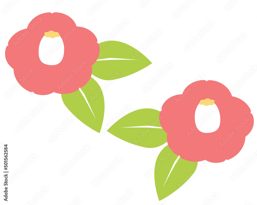 年賀状イラスト素材 ツバキの花 Stock Vector Adobe Stock