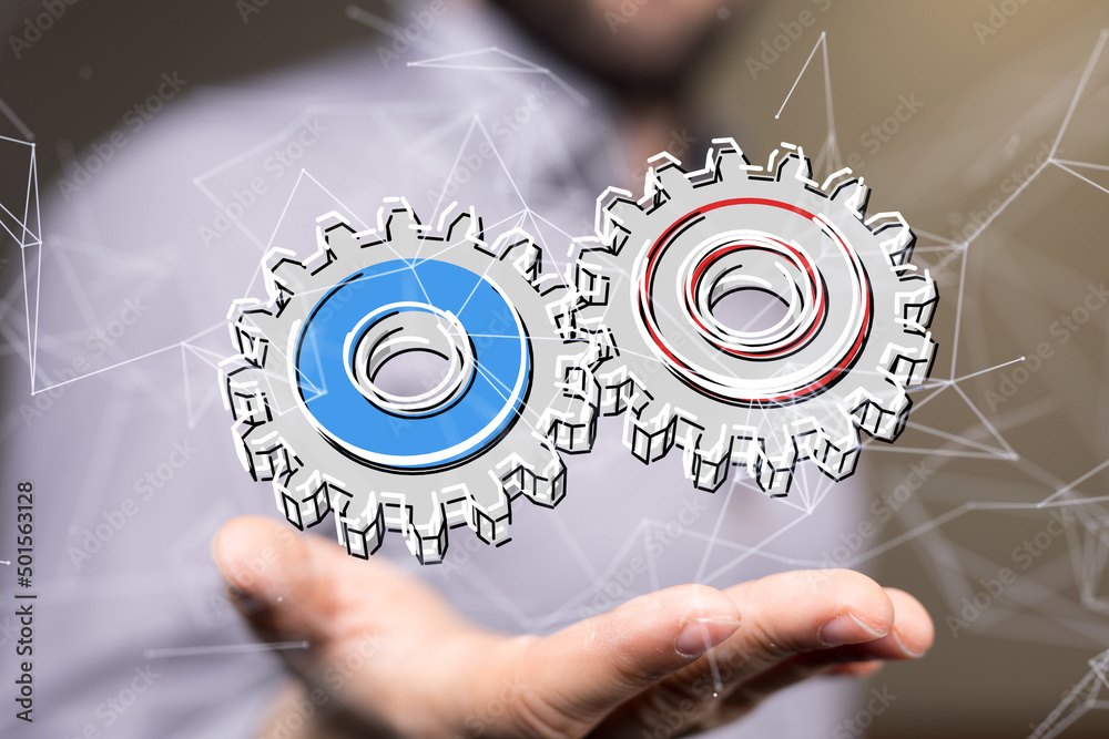 gear Futuristic in Industry 4.0 and business virtual diagram gear Futuristic in Industry 4.0 and business virtual diagram