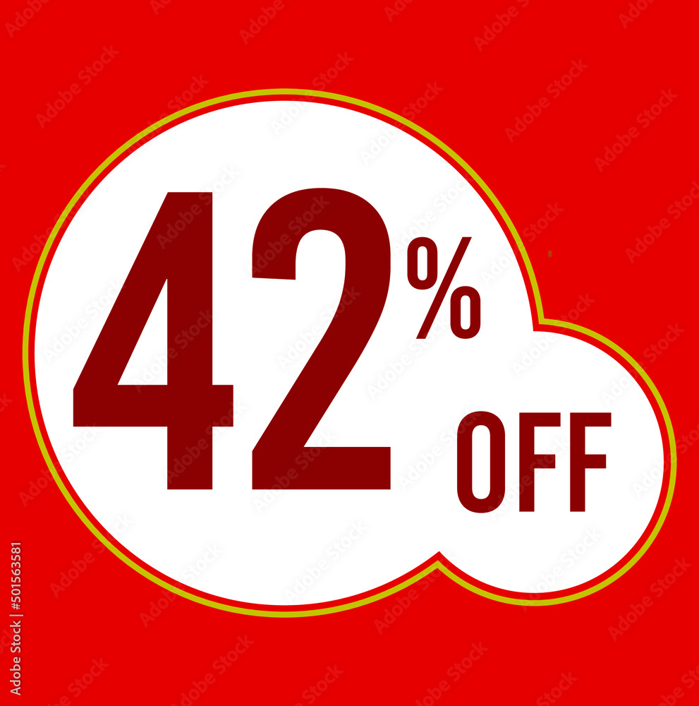 42 percent red banner with white ballons and red lettering for promotions and offers 42 percent red banner with white ballons and red lettering for promotions and offers