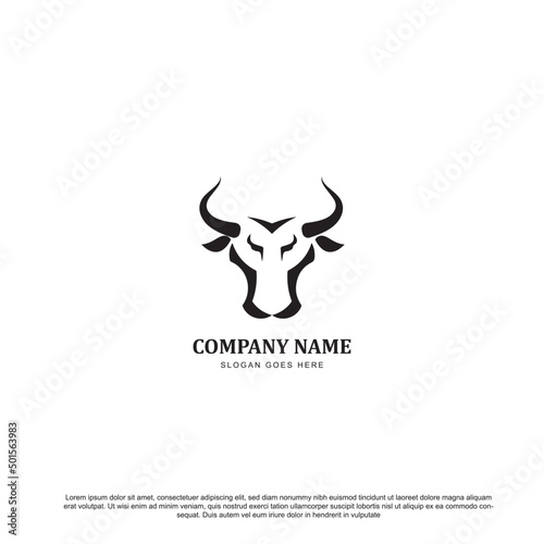 Outline bullhead logo design vector