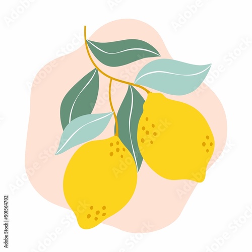 Abstract illustration of lemon in boho style