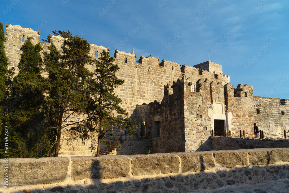 Bodrum Castle or Bodrum fortress. Historical fortification located in southwest Turkey in port city of Bodrum, built from 1402 onwards, by Knights of St John as Castle of St. Peter or Petronium