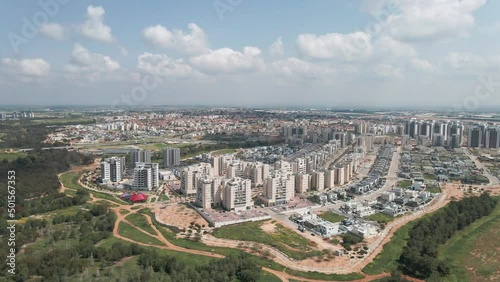 new neighborhoods buildings shot from drone, at new southern district city at the state of israel named by netivot photo