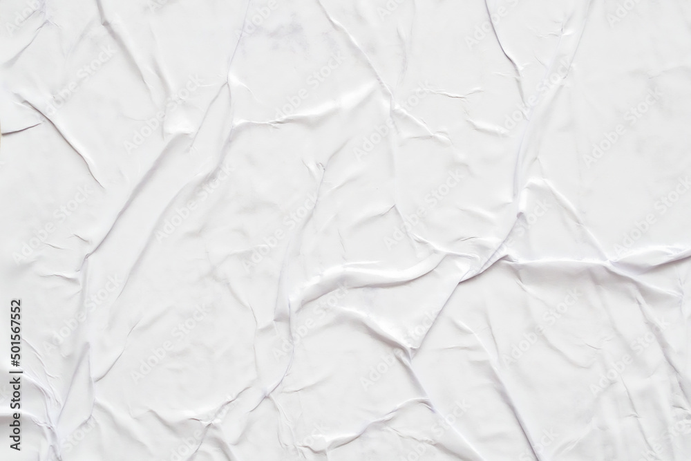 Fototapeta premium Blank white crumpled and creased paper poster texture background