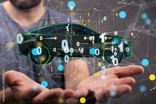 Autonomous car with HUD gra...