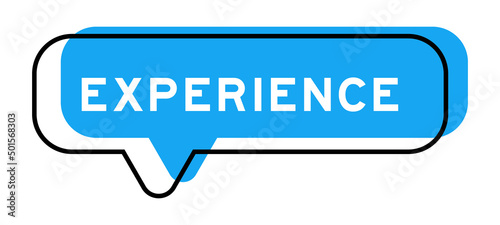 Speech banner and blue shade with word experience on white background