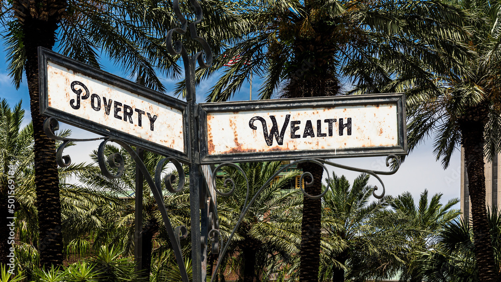 Obraz premium Street Sign Wealthy versus Poverty