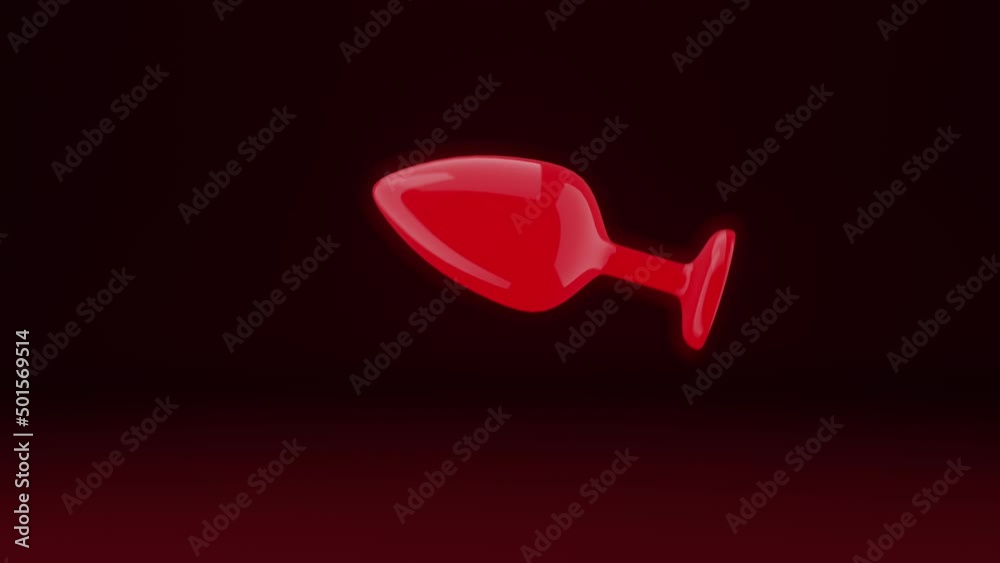 Anal plug. Black and red rotate on a dark red background. Intimate toy for adults.3D render Anal plug. Black and red rotate on a dark red background. Intimate toy for adults.3D render