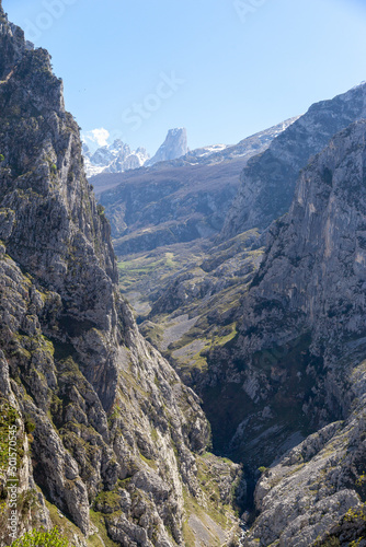 View of the "Naranjo de Bulnes" peak from Sotres, Spain