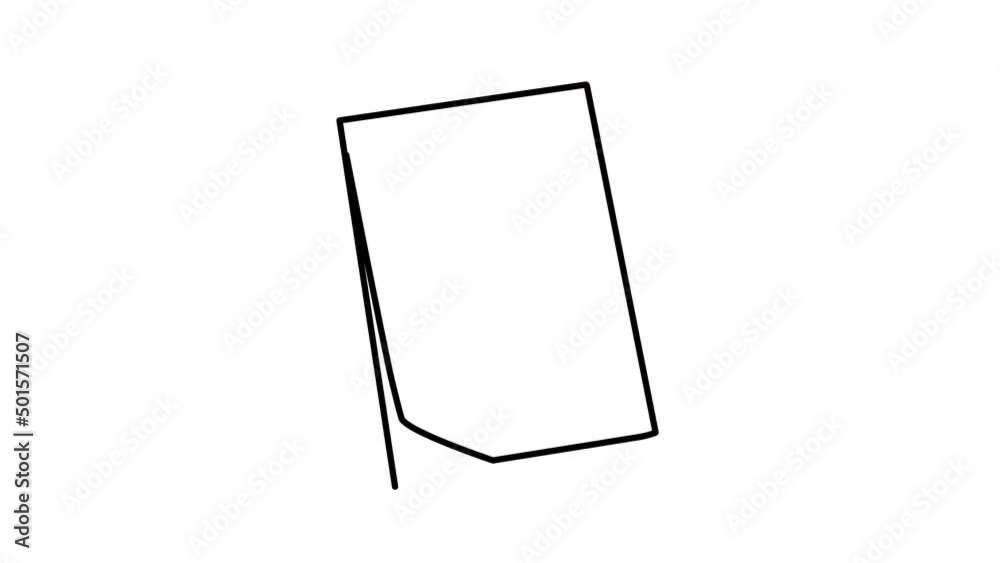 Paper sheet with paper clip and hand written text. Line art. White background. Paper sheet with paper clip and hand written text. Line art. White background.