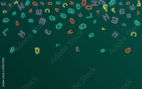 Font Blackboard Vector Green Background. Abc