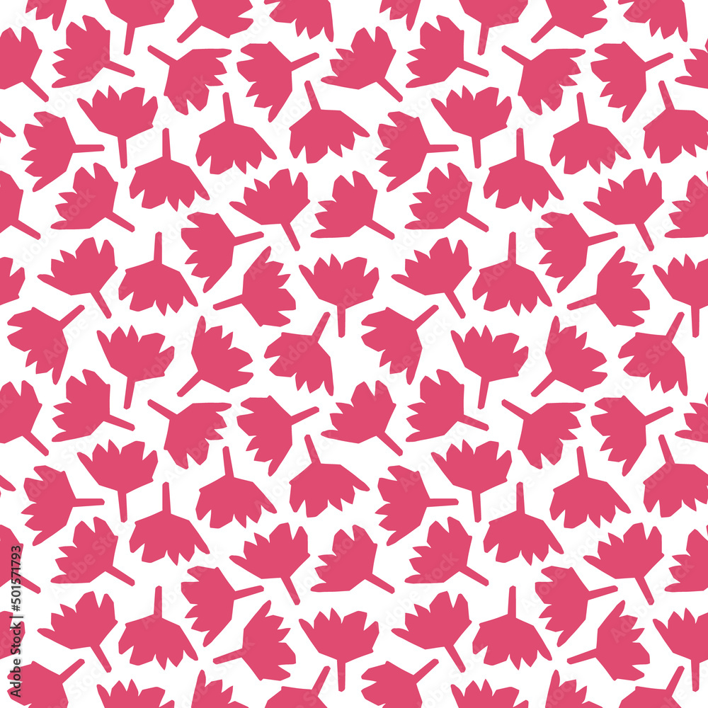 Abstract botanical seamless pattern. Simple flower shape